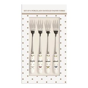 R2S 4-Piece Pastry Fork Set Silver and White R2S 4-Piece Pastry Fork Set Silver and White